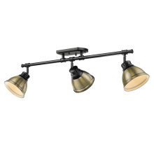 Golden 3602-3SF BLK-AB - Yep by Golden Lighting Duncan 3-light Semi-Flush Mount in Matte Black and Aged Brass shade